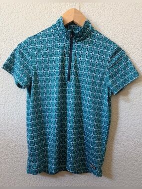Kerrits Youth XL Equestrian Riding Always Cool Short Sleeve Shirt Peacock Blue